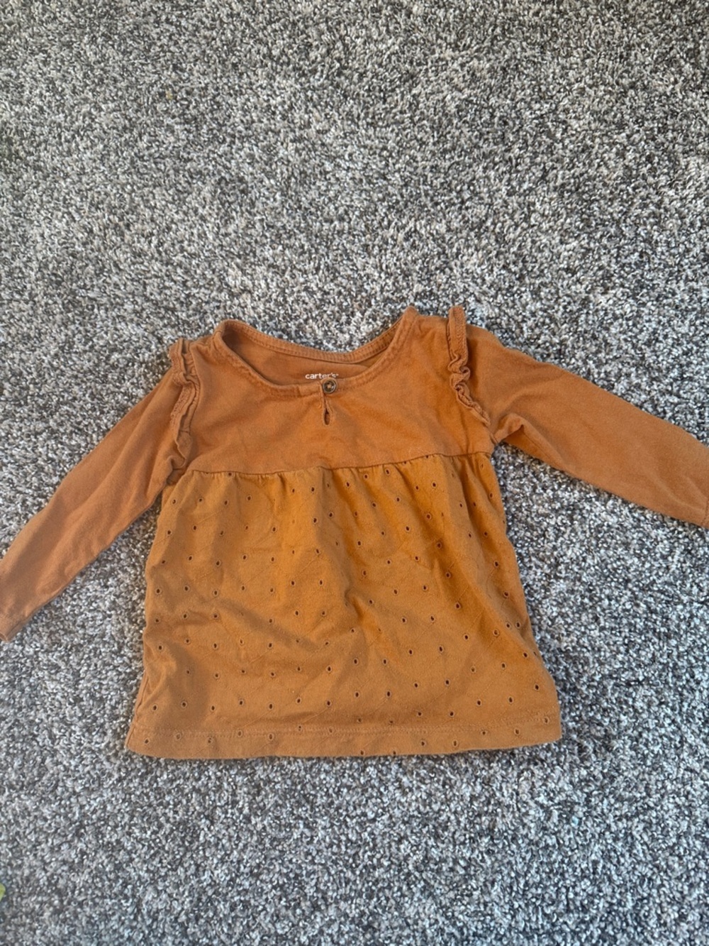 Carter's Toddler Girl Rust/Burnt Orange Long Sleeve Ruffle Top Size 18 Months